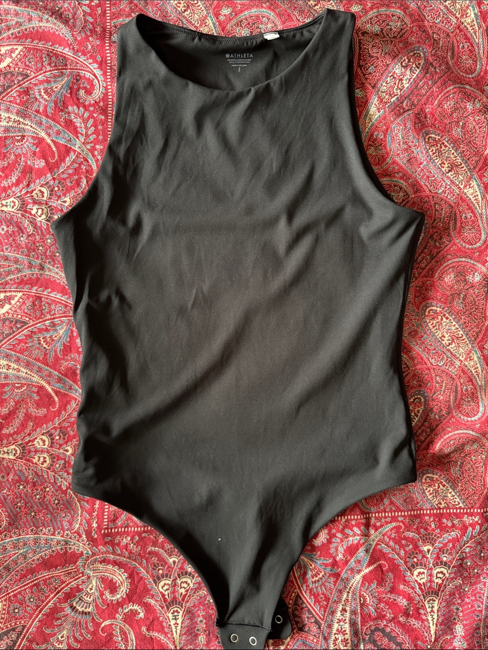 Athleta Black Sleeveless Scoop-Neck Bodysuit